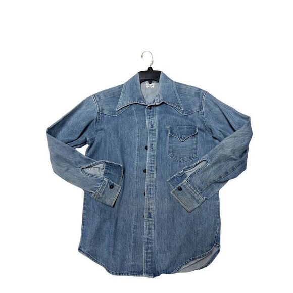 Vintage women's Point Collar Denim Jacket Labeled "Faye" Size Medium - Picture 1 of 9